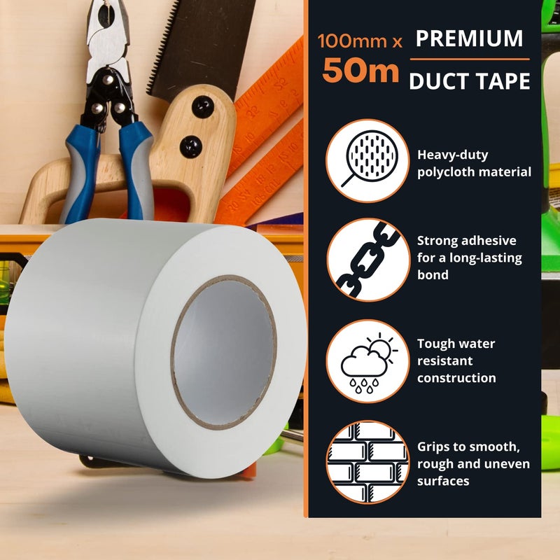 GTSE Wide Duct Tape, White, 4 Inches x 55 Yards (164 ft), Heavy Duty, Waterproof Repair Tape for Indoor or Outdoor Use, 1 Roll - Image 4